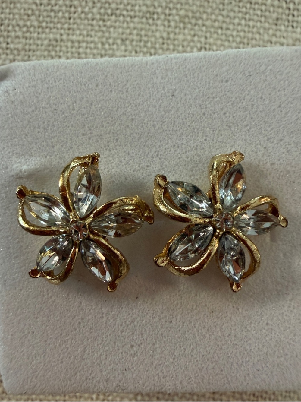 GoldTone Five Petal Flower Silhouette Stud Earrings with Gift Box